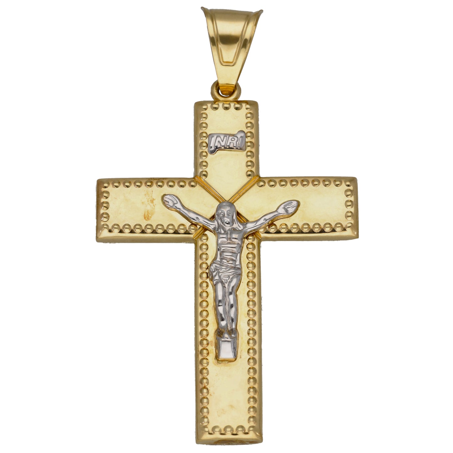 14ct Bi-Colour Gold Crucifix Pendant