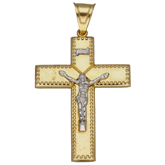 14ct Bi-Colour Gold Crucifix Pendant