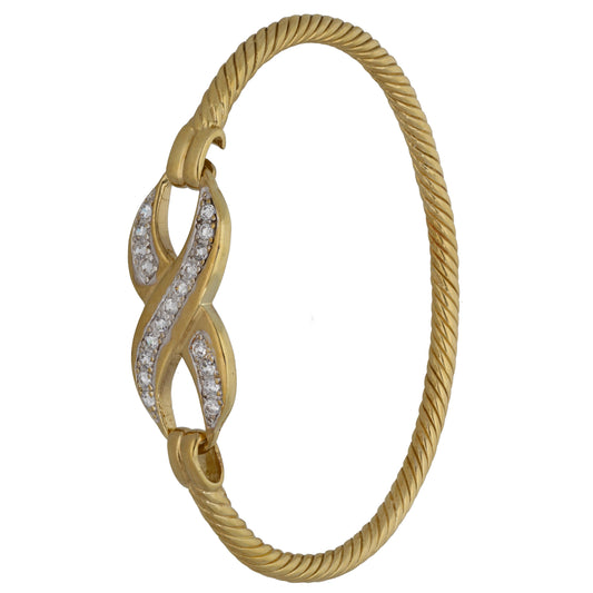 9ct Gold Cubic Zirconia Hinged/Clasp Bangle