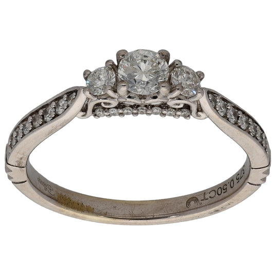 9ct White Gold 0.50ct Diamond Enchanted Disney Cinderella Ring Size O