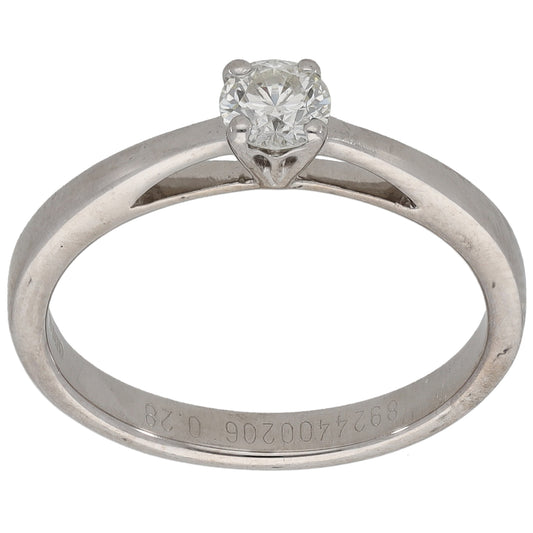 18ct White Gold 0.28ct Diamond Solitaire Ring Size M