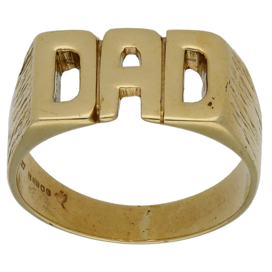 9ct Gold Dad Ring Size R