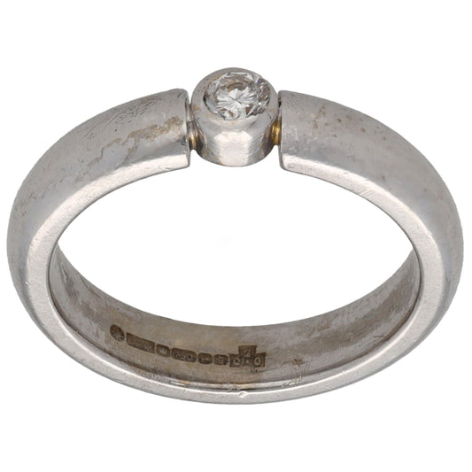 18ct White Gold 0.07ct Diamond Solitaire Ring Size K