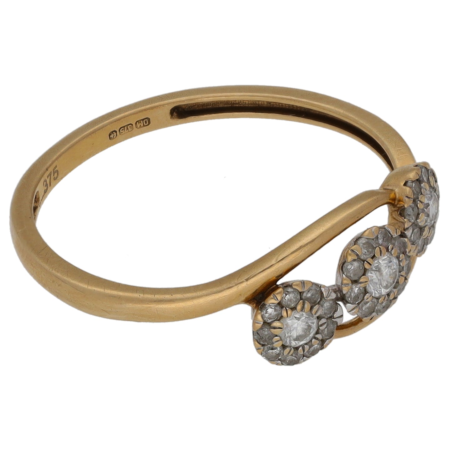 9ct Gold 0.18ct Diamond Cluster Ring Size N