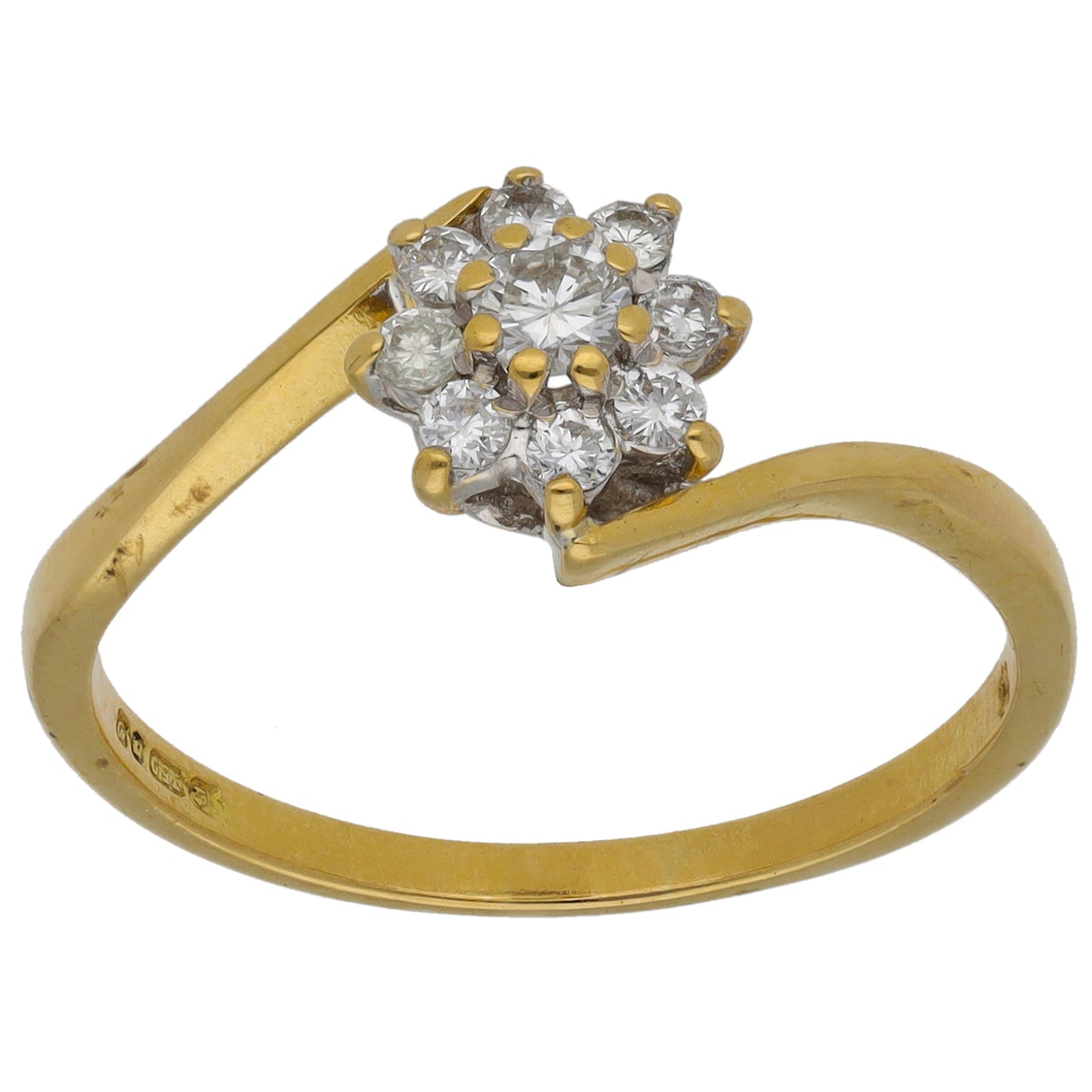 18ct Gold 0.26ct Diamond Cluster Ring Size O