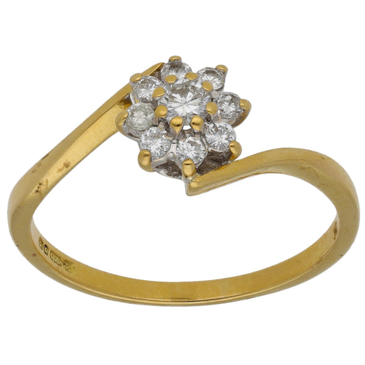 18ct Gold 0.26ct Diamond Cluster Ring Size O