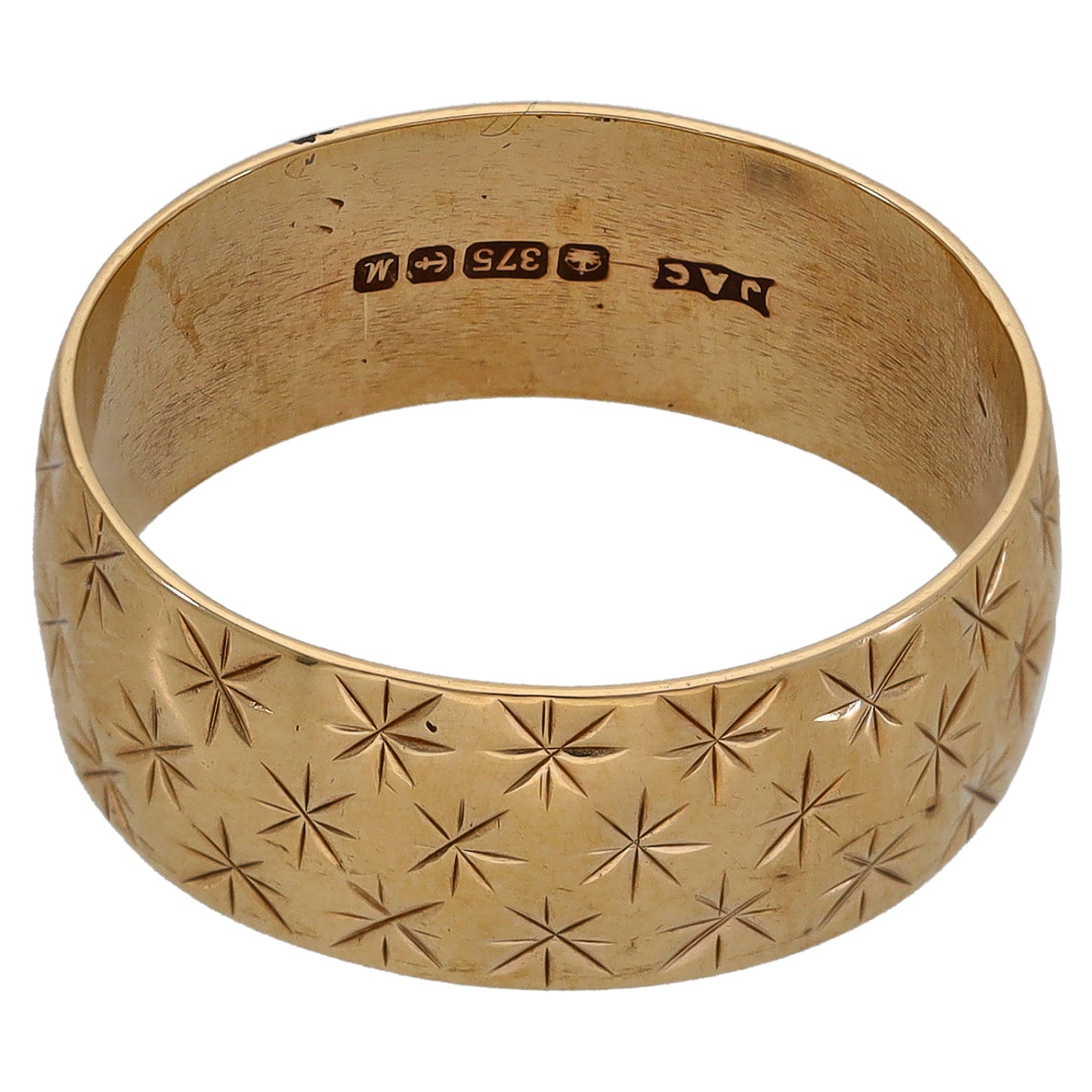 9ct Gold Patterned Wedding Ring Size O