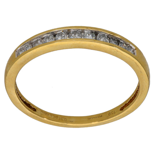 18ct Gold 0.25ct Diamond Half Eternity Ring Size Q