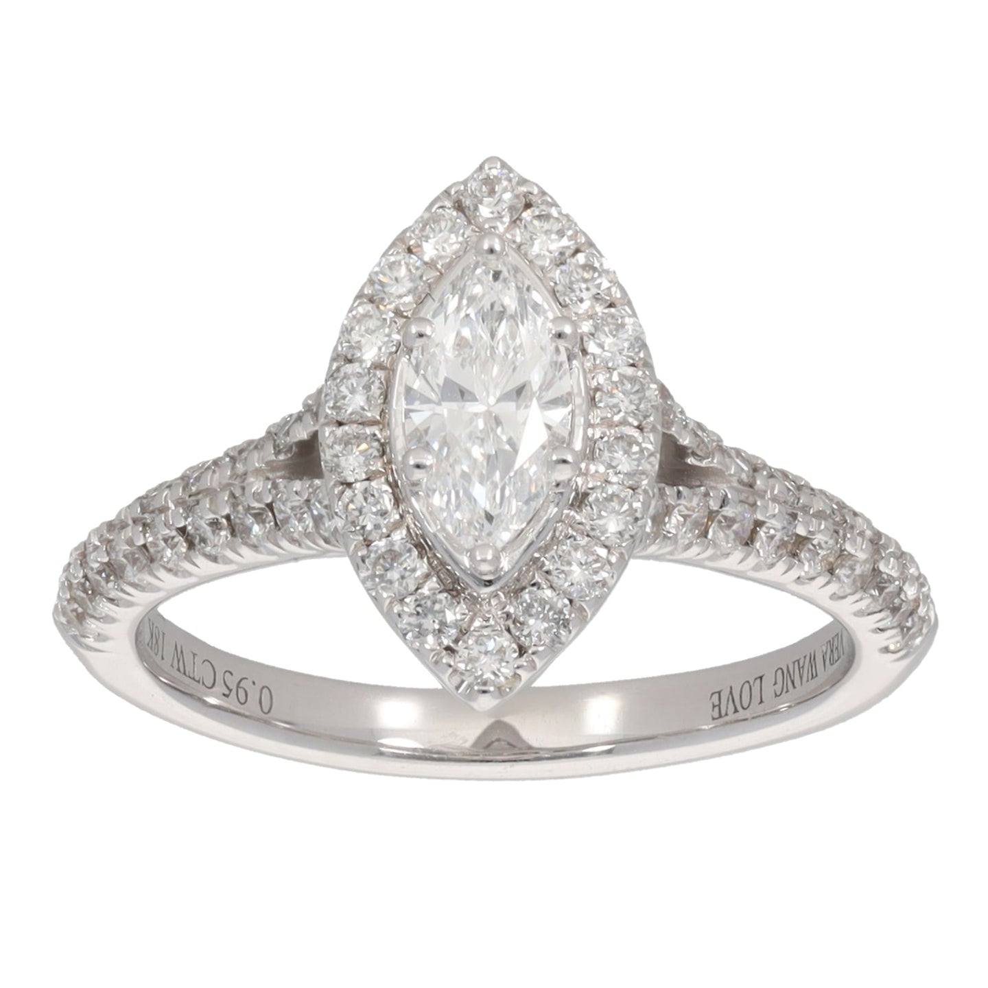 18ct White Gold Vera Wang 0.95ct Diamond Cluster Ring Size L