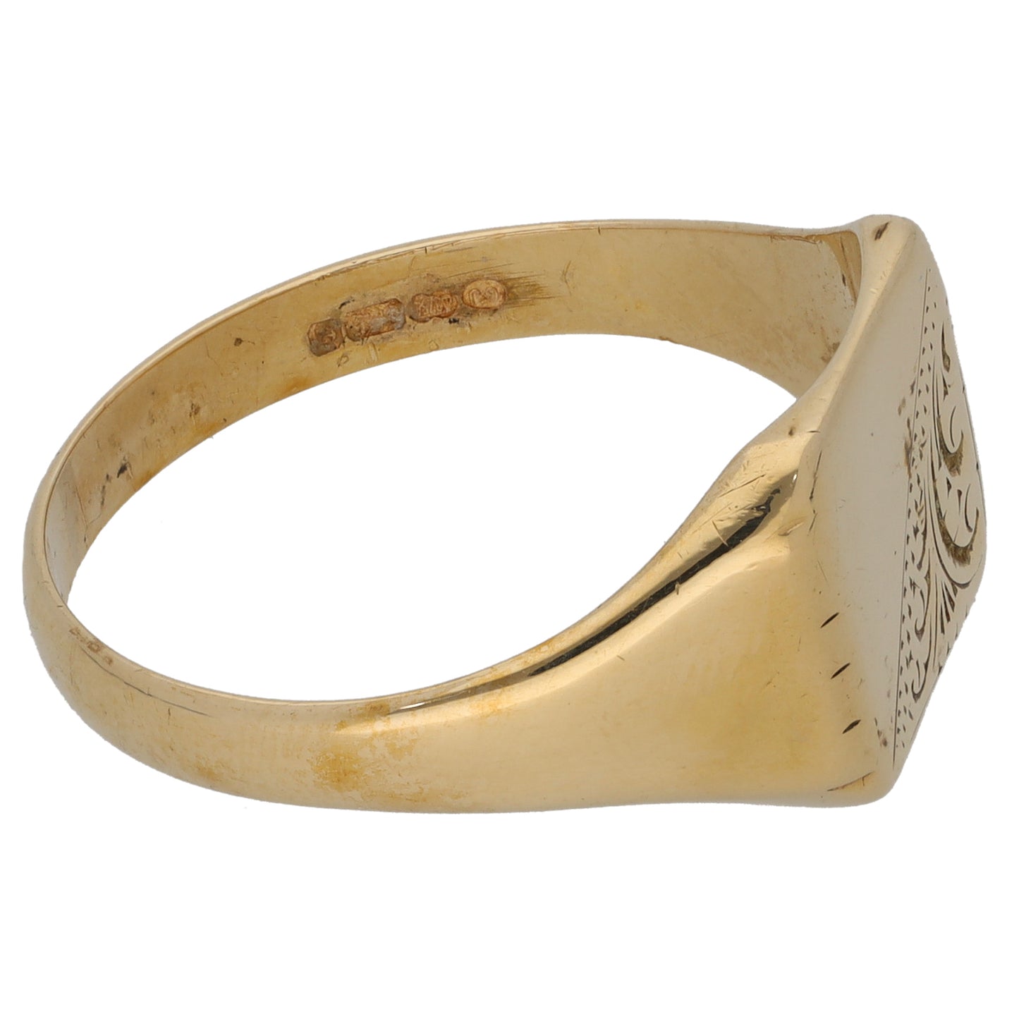 18ct Gold Patterned Signet Ring Size Y