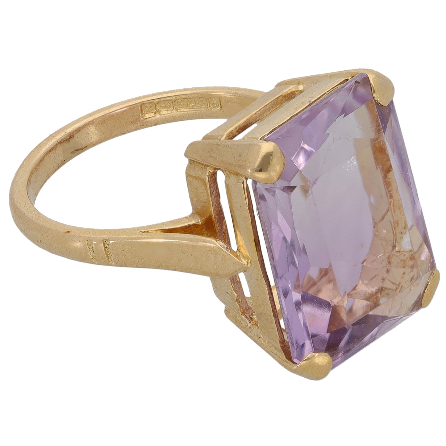 9ct Gold Amethyst Single Stone Ring Size L