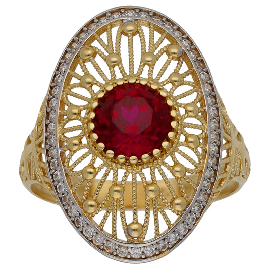 14ct Gold Imitation & Cubic Zirconia Dress/Cocktail Ring Size T