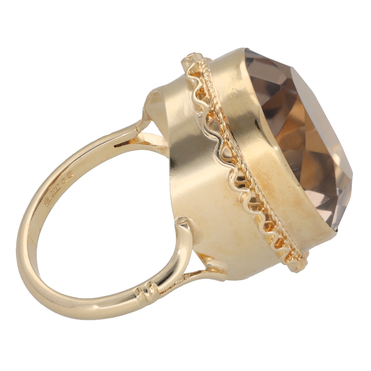 9ct Gold Smoky Quartz Single Stone Ring Size N