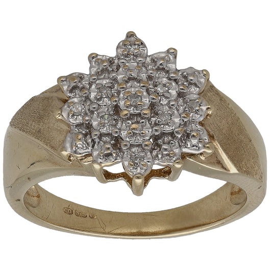 9ct gold round diamond cluster ring with prong-set round stones in a cluster