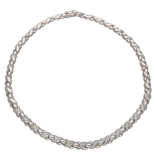 18ct White Gold 1.40ct Diamond Fancy Necklace 16"
