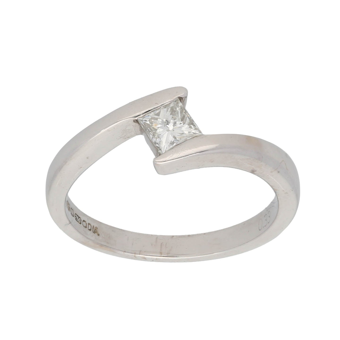 18ct White Gold 0.33ct Diamond Solitaire Ring Size M