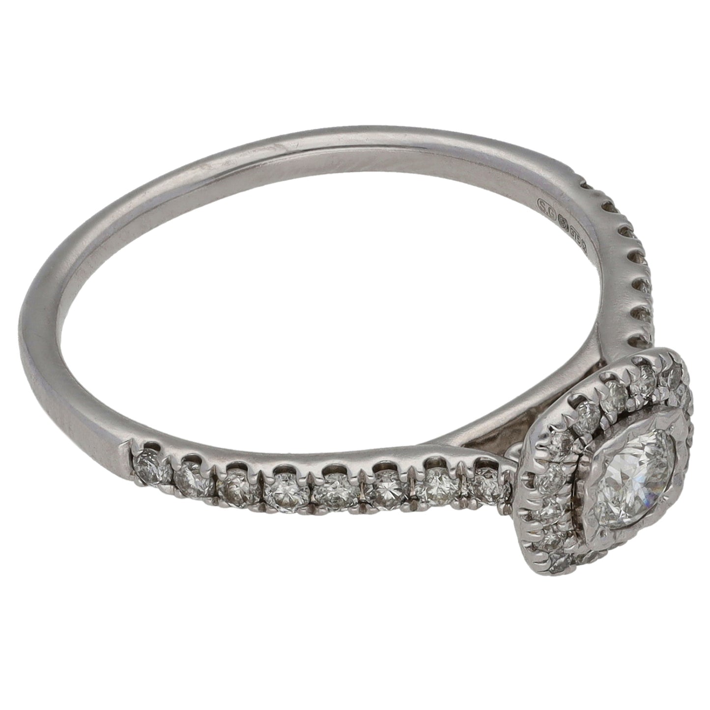 9ct White Gold 0.50ct Diamond Halo Ring Size P