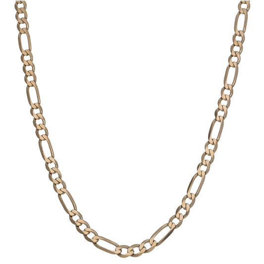 Gold Figaro chain necklace with oval links, 24 inch length