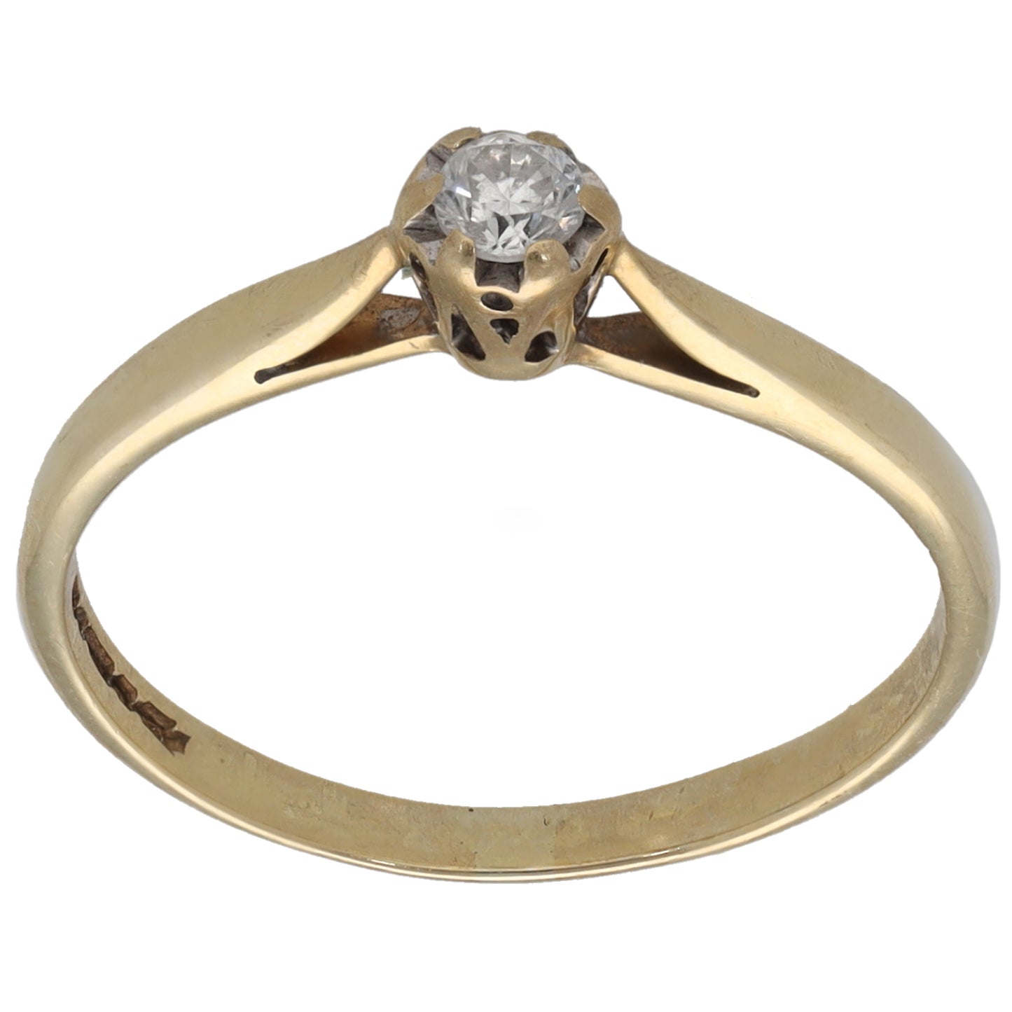 9ct Gold 0.10ct Diamond Solitaire Ring Size N