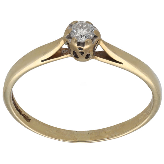 9ct Gold 0.10ct Diamond Solitaire Ring Size N