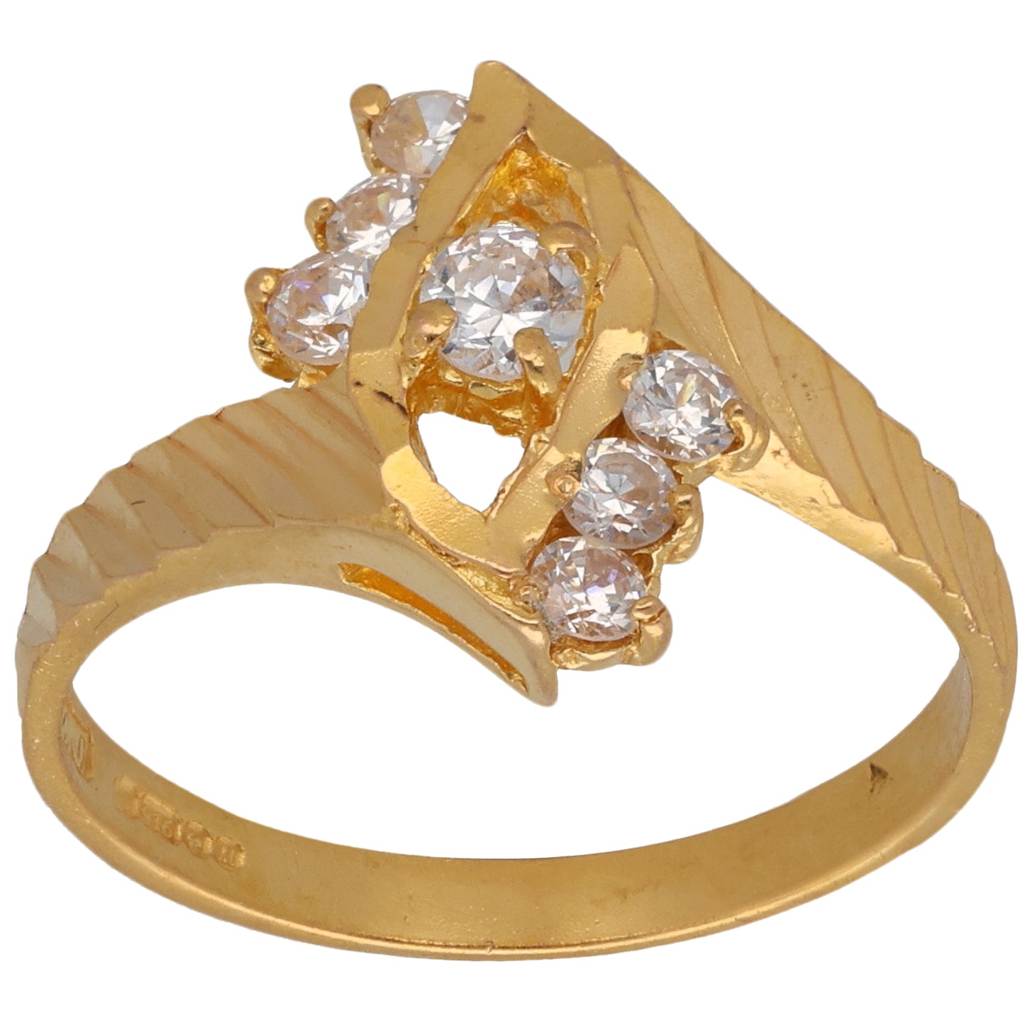 22ct Gold Cubic Zirconia Dress/Cocktail Ring Size M