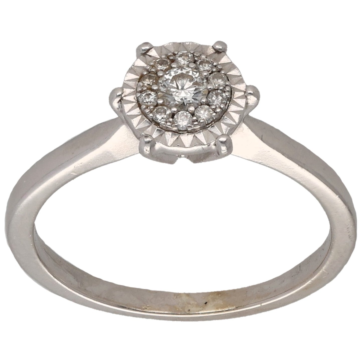 9ct White Gold 0.20ct Diamond Cluster Ring Size Q