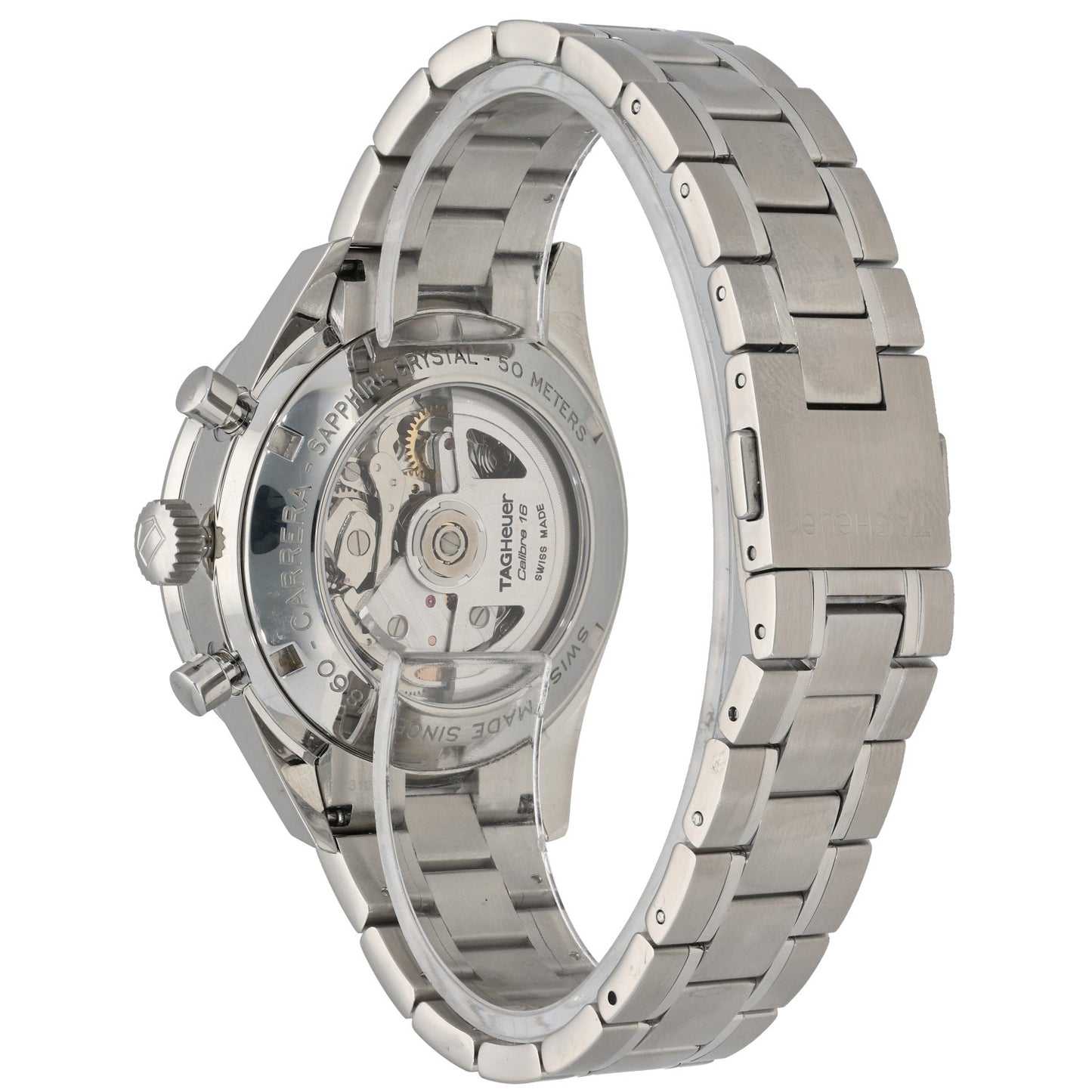 Tag Heuer Carrera CV2016-0, Black Dial, Stainless Steel, Rear Angle Image