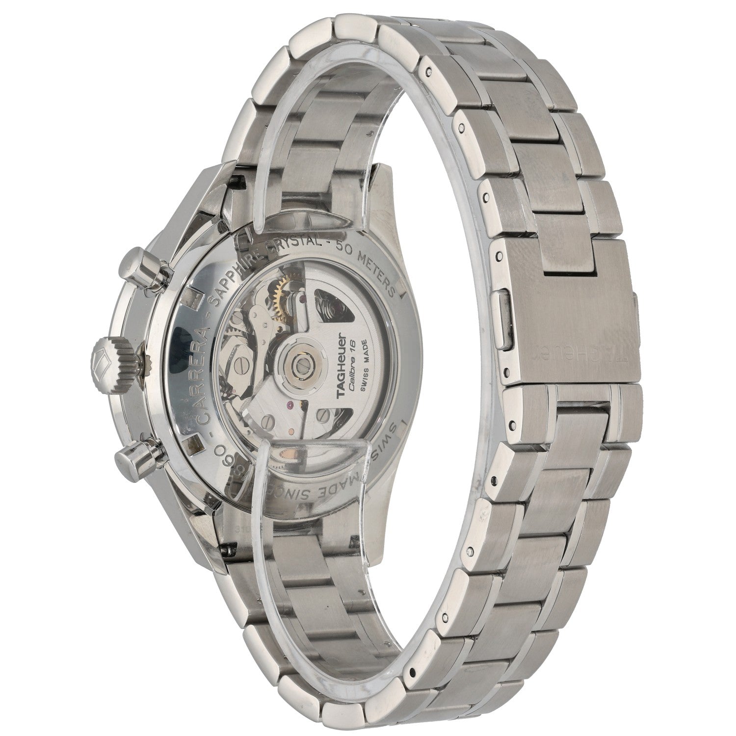 Tag Heuer Carrera CV2016-0, Black Dial, Stainless Steel, Rear Angle Image