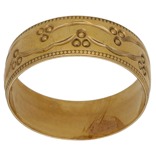9ct Gold Patterned Wedding Ring Size P