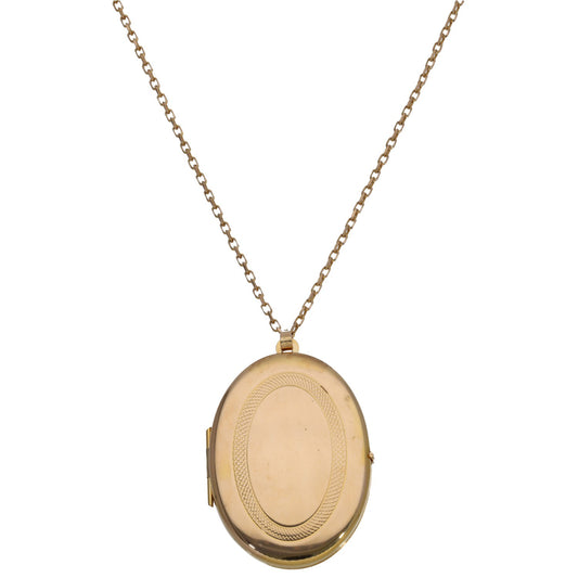 9ct Gold Patterned Locket Pendant With Chain