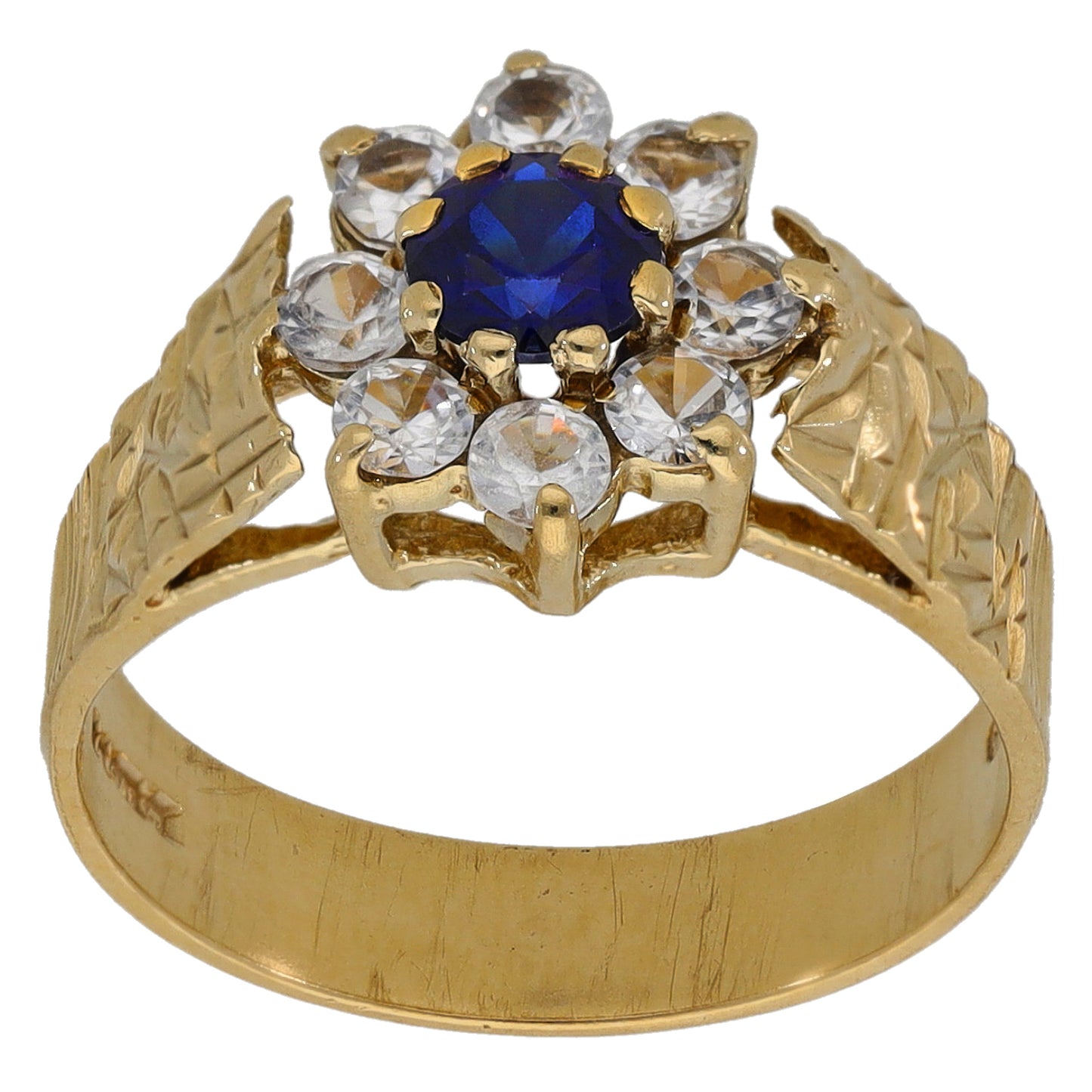9ct Gold Imitation Gems Cluster Ring Size M