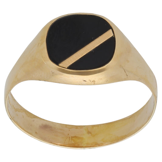 9ct Gold Onyx Single Stone Signet Ring Size S