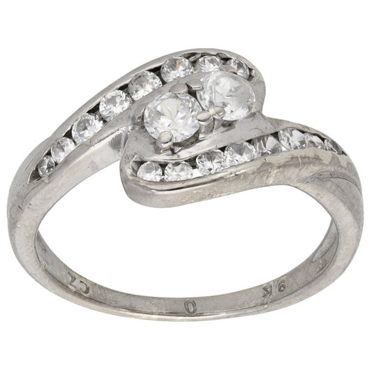 9ct White Gold Cubic Zirconia Dress/Cocktail Ring Size O