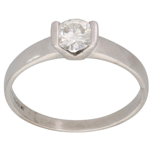 18ct White Gold Cubic Zirconia Single Stone Ring Size N