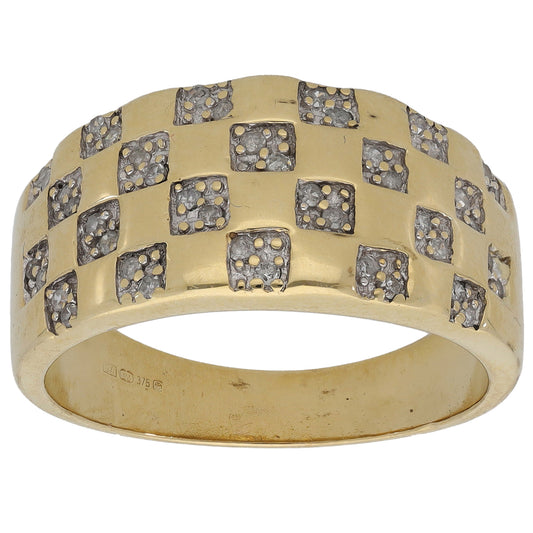 9ct Gold 0.22ct Diamond Dress/Cocktail Ring Size S