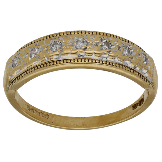 9ct Gold 0.10ct Diamond Half Eternity Ring Size M