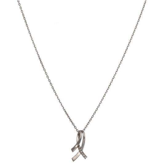 9ct White Gold 0.06ct Diamond Dress/Cocktail Pendant With Chain