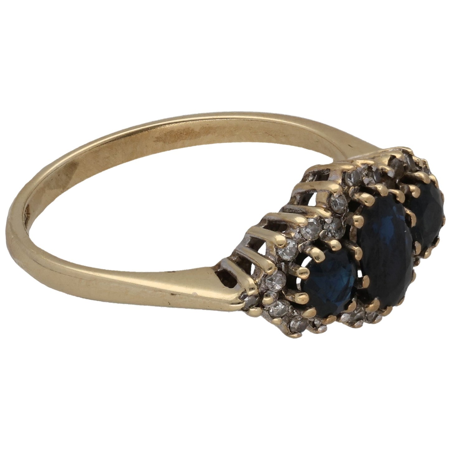 9ct Gold Sapphire & 0.24ct Diamond Dress/Cocktail Ring Size M