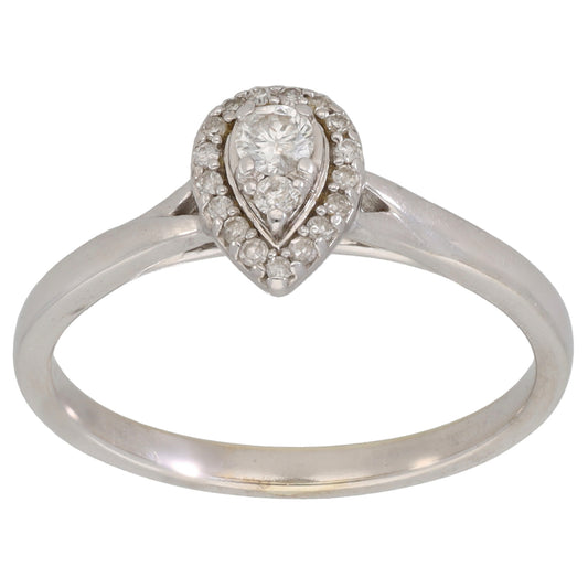 9ct White Gold 0.205ct Diamond Cluster Ring Size R