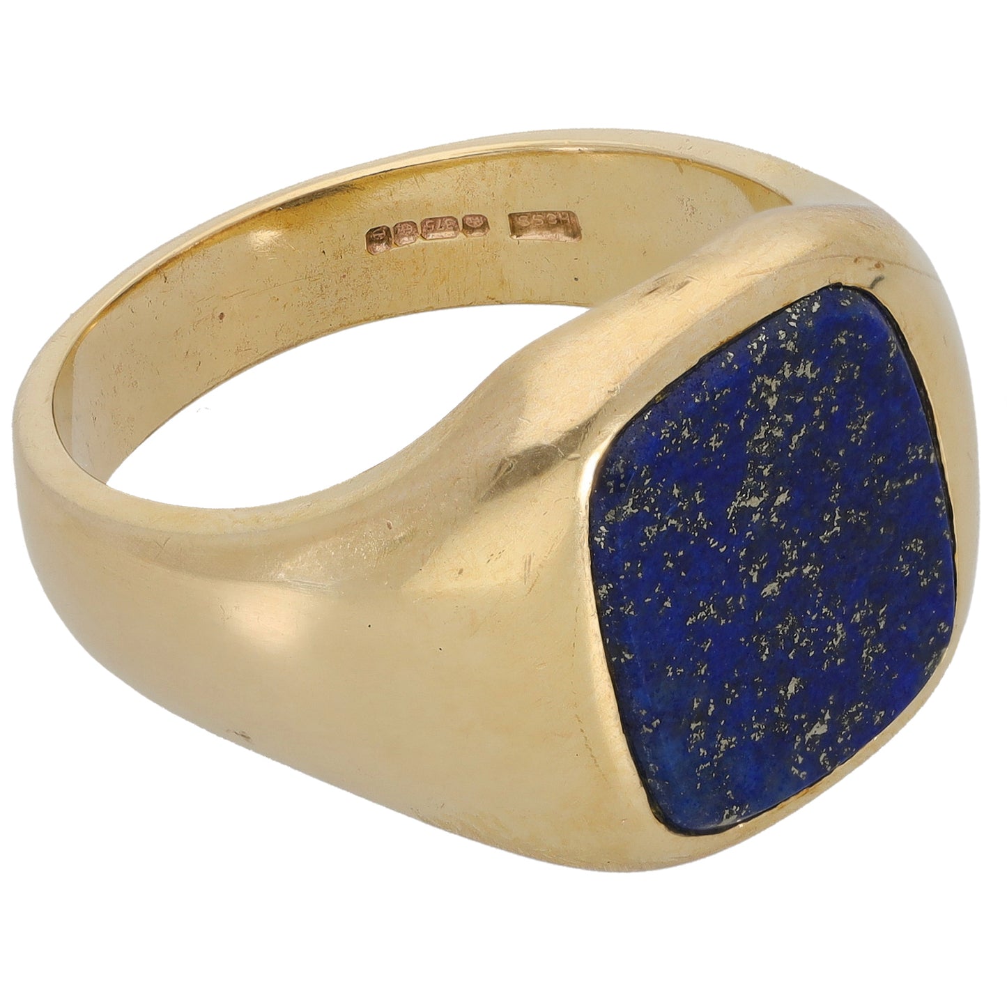 9ct Gold Lapis Lazuli Plain Signet Ring Size V