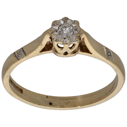 9ct Gold 0.05ct Diamond Solitaire Ring Size L