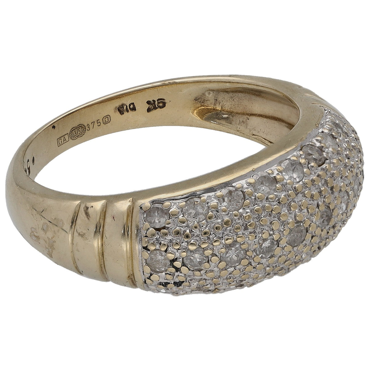 9ct gold half eternity ring with round diamonds, size O