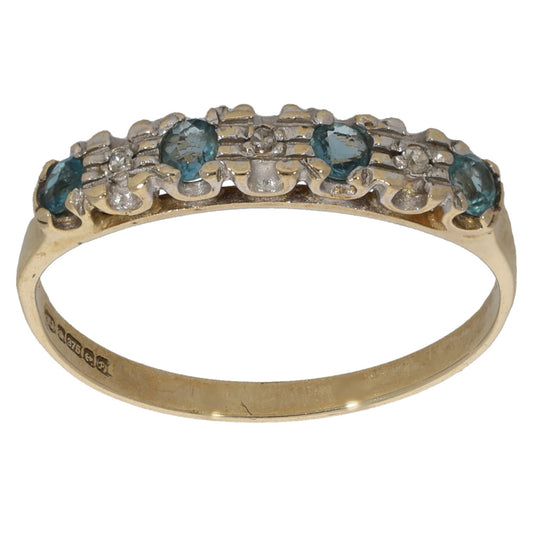 9ct Gold Topaz & 0.015ct Diamond Half Eternity Ring Size O