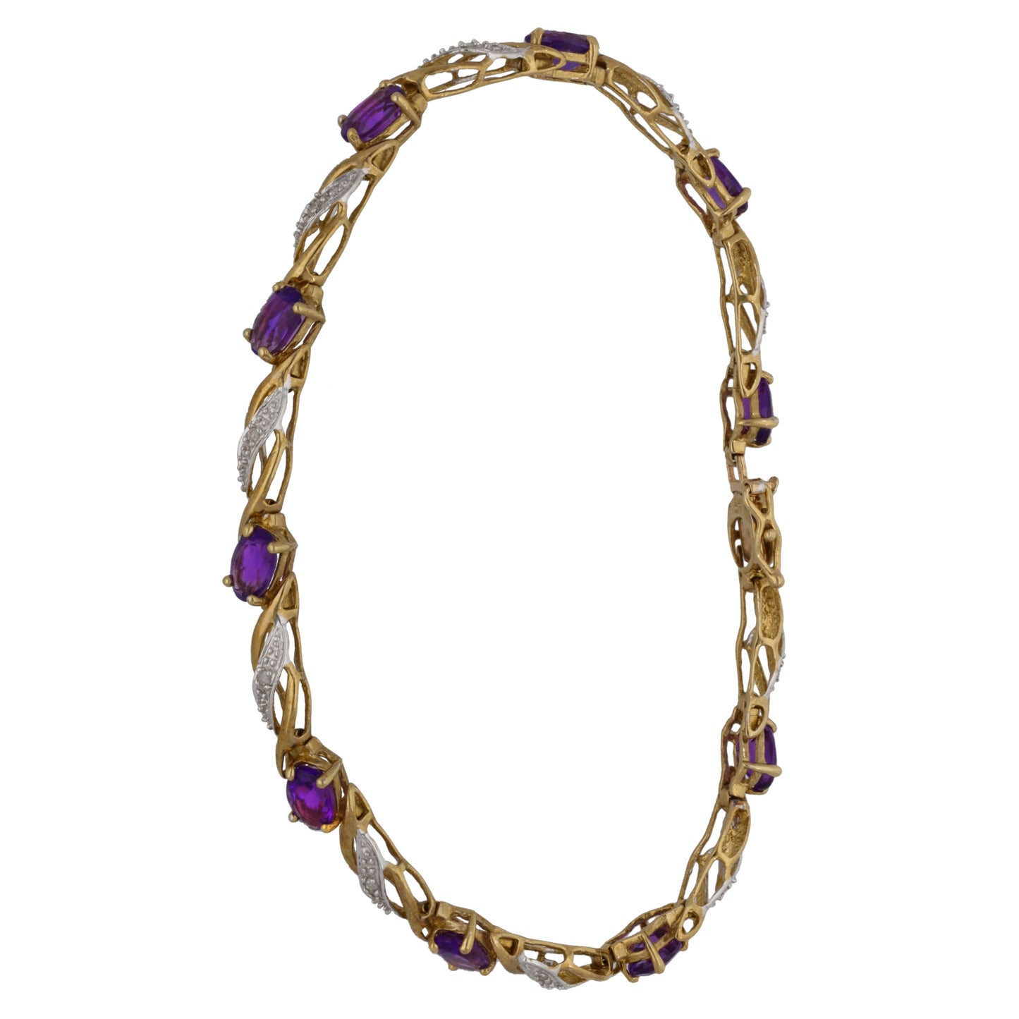 9ct Gold 0.10ct Diamond Fancy Stone Set Bracelet