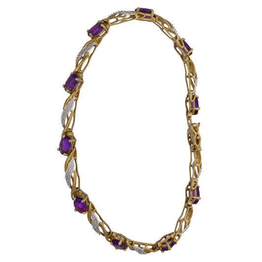 9ct Gold 0.10ct Diamond Fancy Stone Set Bracelet