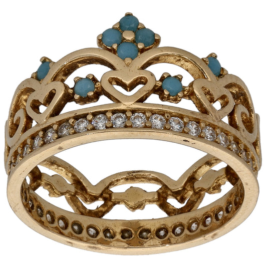 18ct Gold Grandidierite & Cubic Zirconia Dress/Cocktail Ring Size L