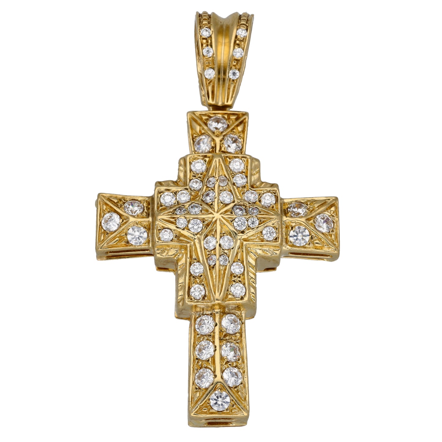 9ct Gold Cubic Zirconia Cross Pendant