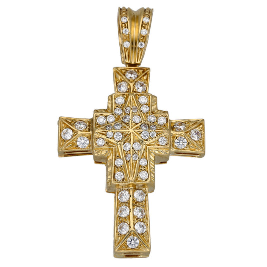 9ct Gold Cubic Zirconia Cross Pendant