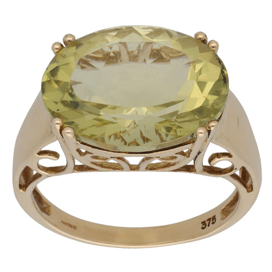 9ct Gold Green Quartz Single Stone Ring Size P