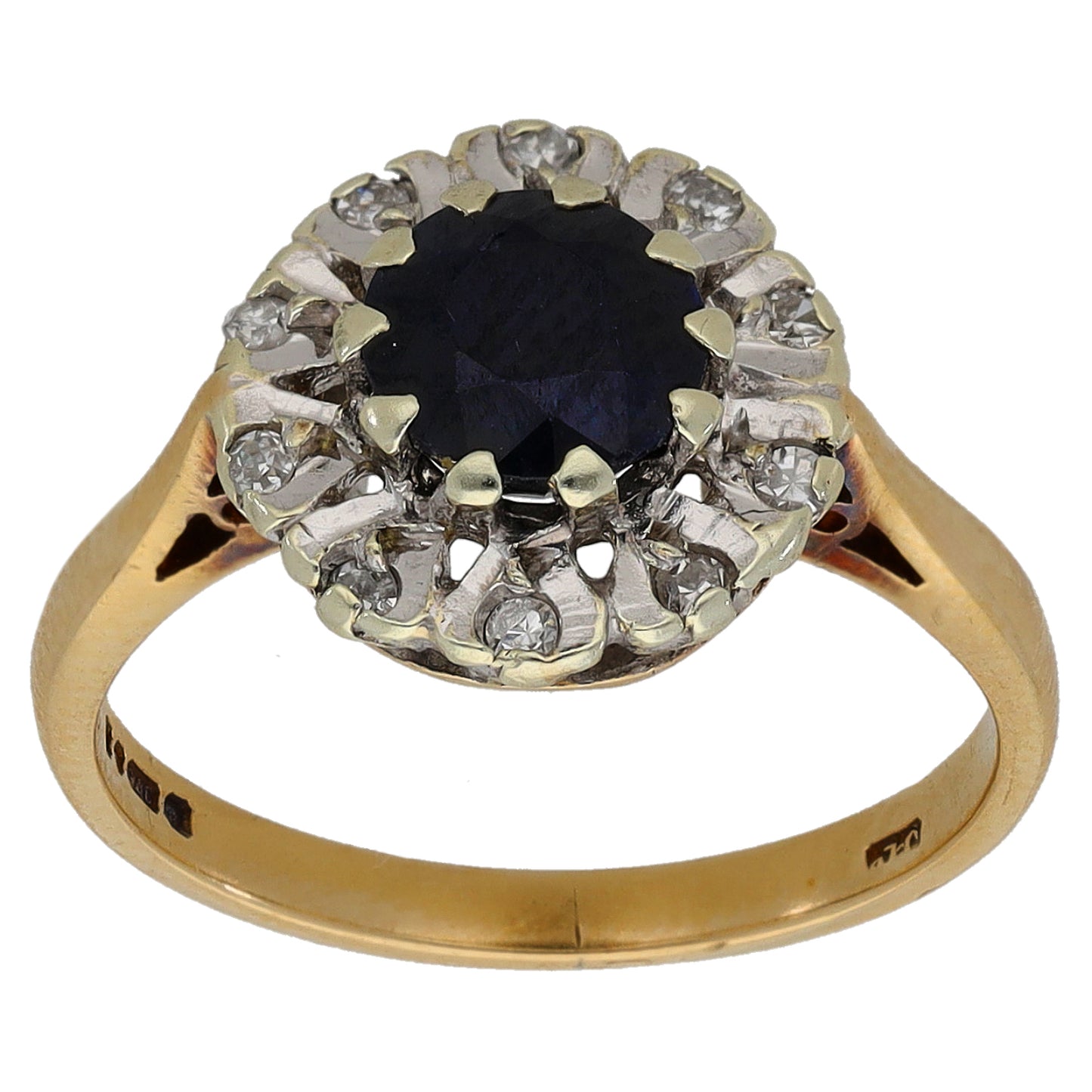 9ct Gold Sapphire & 0.05ct Diamond Dress/Cocktail Ring Size K